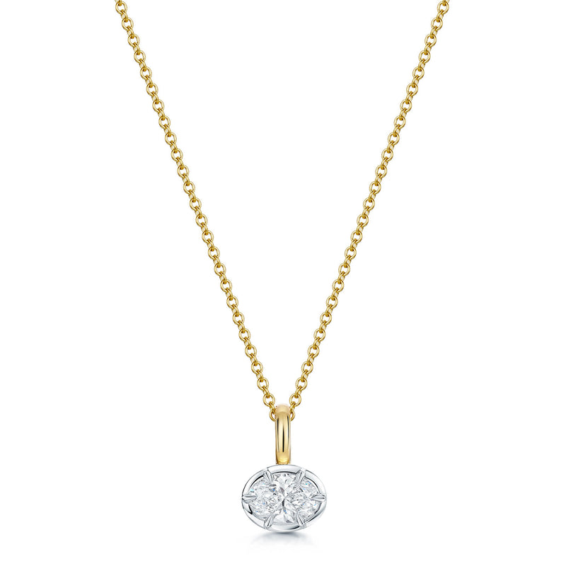 18ct Yellow Gold Oval Diamond Horizontal Set Pendant