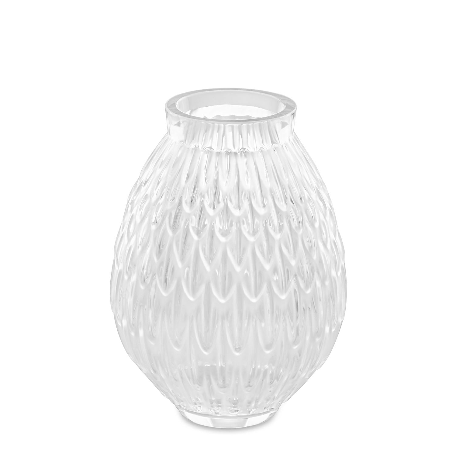 Lalique Plumes Small Clear Crystal Vase - Berry's Jewellers