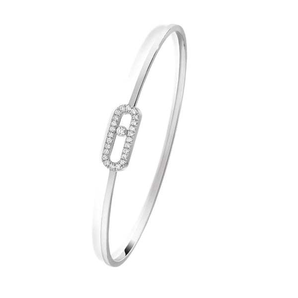 Messika Paris Move Uno 18ct White Gold Pave Diamond Set Flex Bangle - Berry's Jewellers