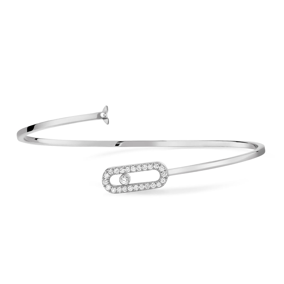 Messika Paris Move Uno 18ct White Gold Pave Diamond Set Flex Bangle - Berry's Jewellers