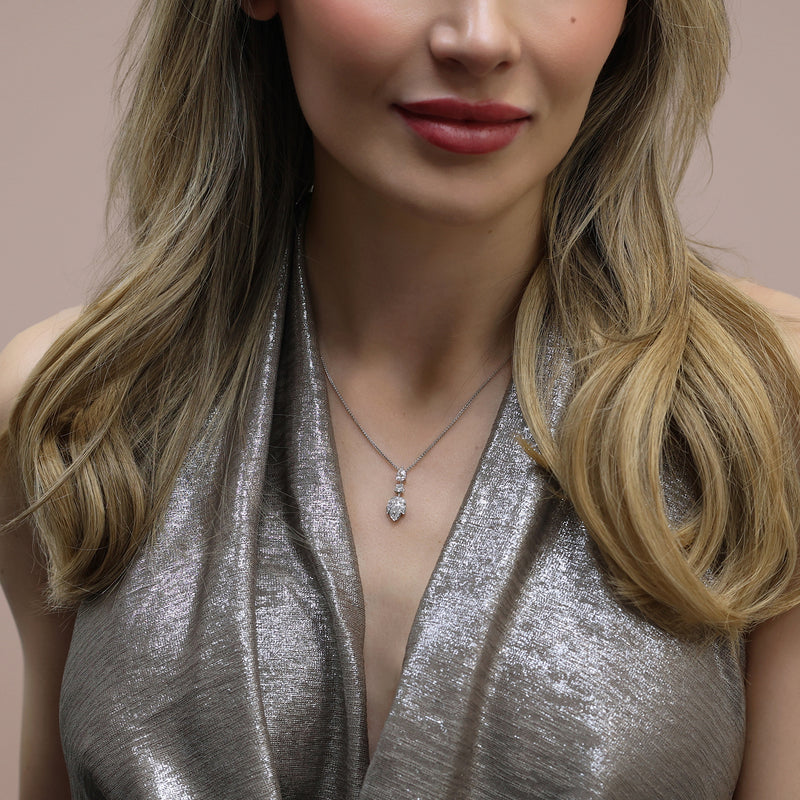 Berry's 18ct White Gold Art Deco Style Leaf Design Diamond Pendant - Berry's Jewellers