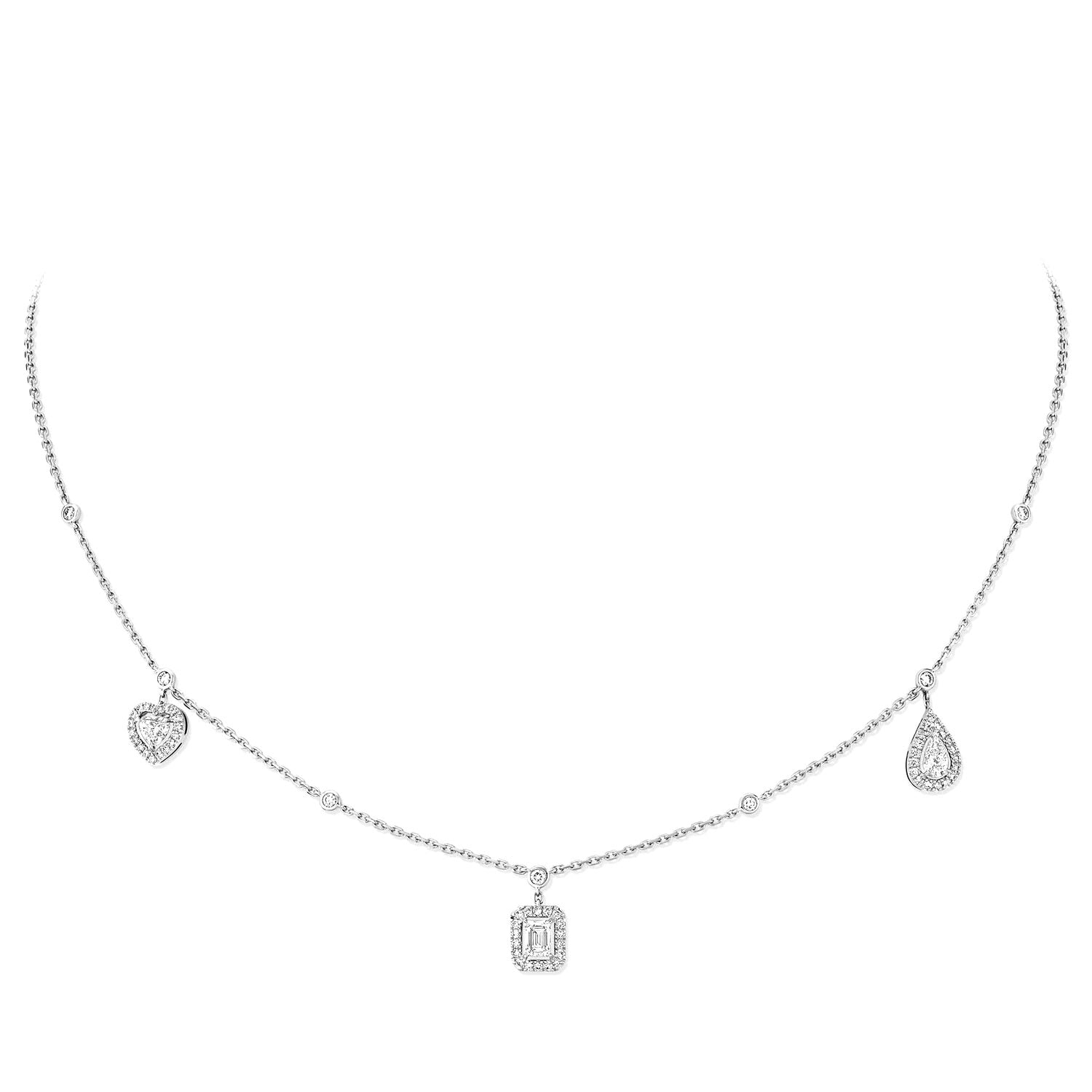 Messika Paris 18ct White Gold My Twin Trilogy Diamond Necklace - Berry's Jewellers