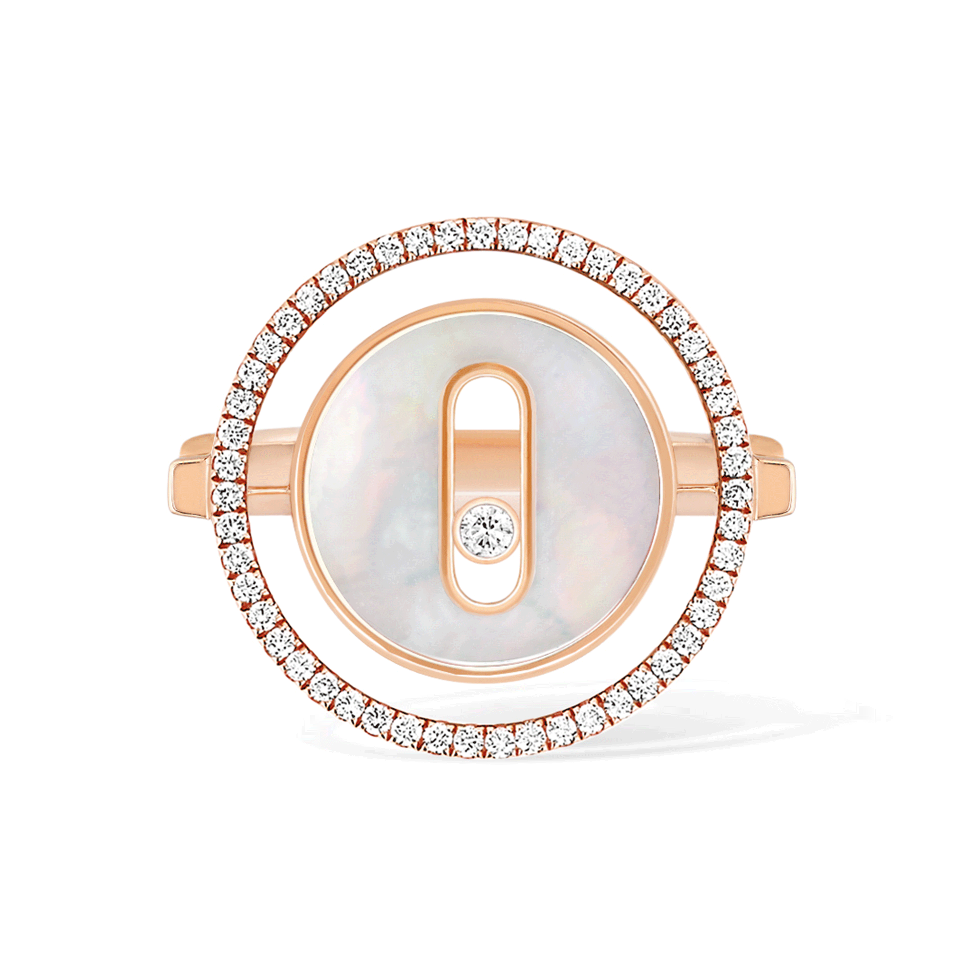 Lucky Move 18ct Pink Gold & White Mother Of Pearl Ring