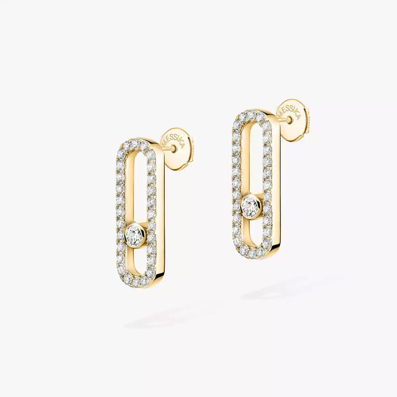 Move Uno 18ct Yellow Gold Pave-Set Diamond Earrings