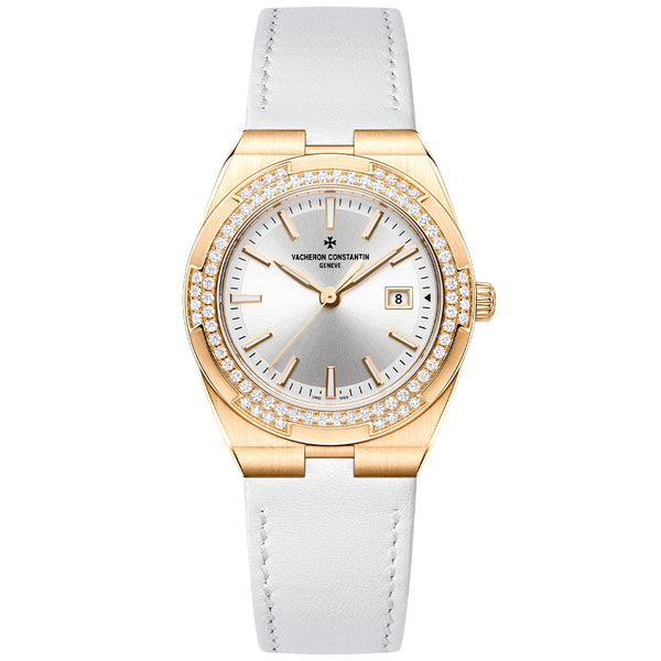 Vacheron Constantin Overseas Quartz 33mm Silver Dial 18ct Pink Gold Ladies Strap Watch - Berry's Jewellers