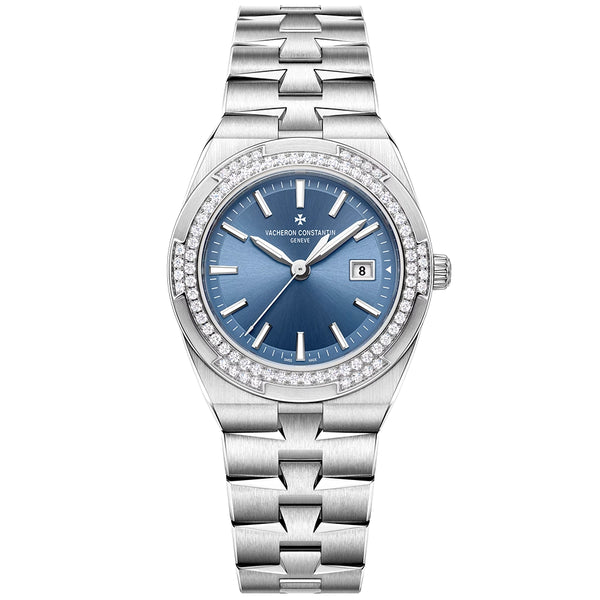 Vacheron Constantin Overseas Quartz 33mm Blue Dial Diamond Set Ladies Watch - Berry's Jewellers