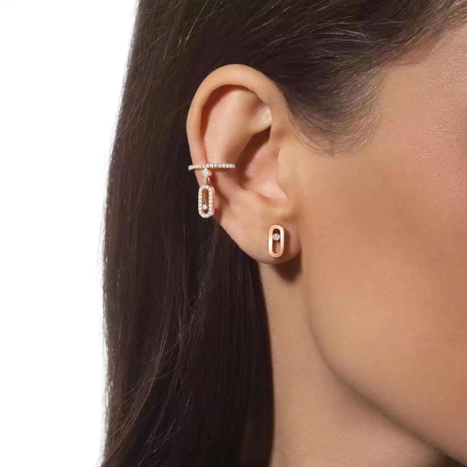 Move Uno 18ct Pink Gold Diamond Earrings