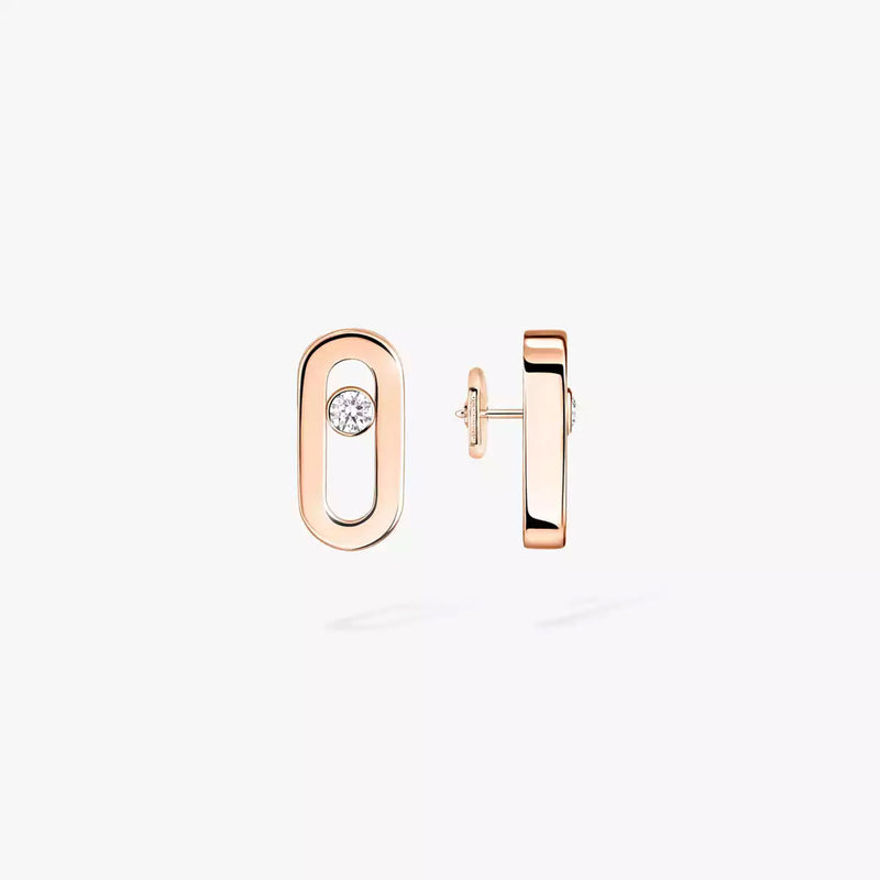 Move Uno 18ct Pink Gold Diamond Earrings
