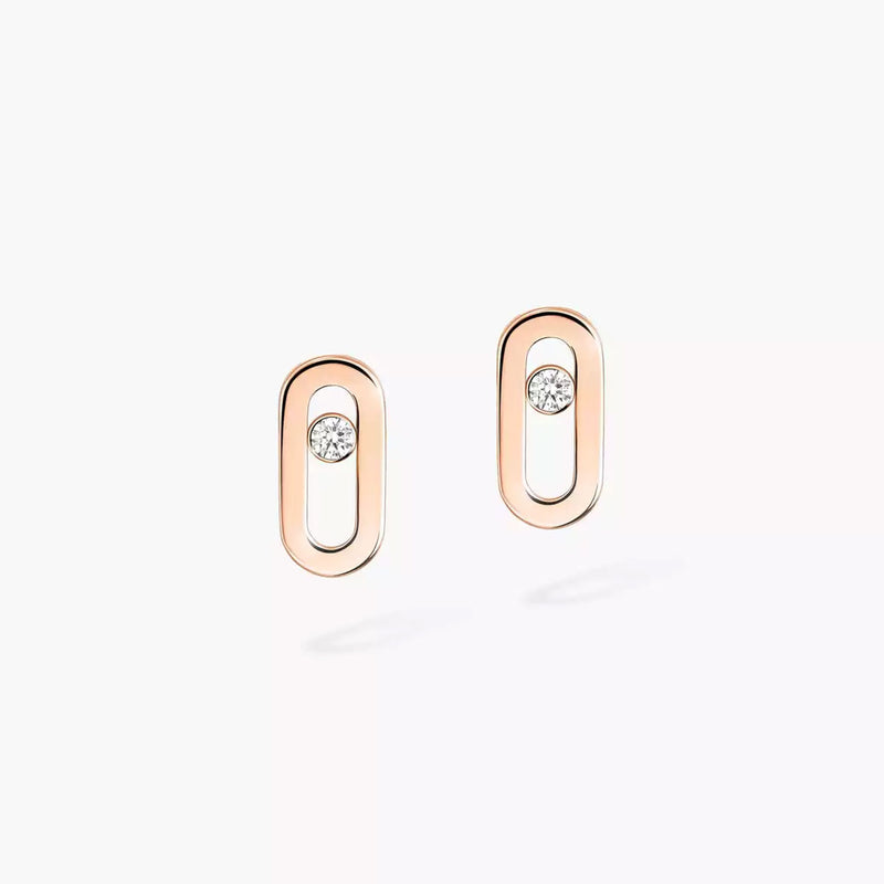 Move Uno 18ct Pink Gold Diamond Earrings