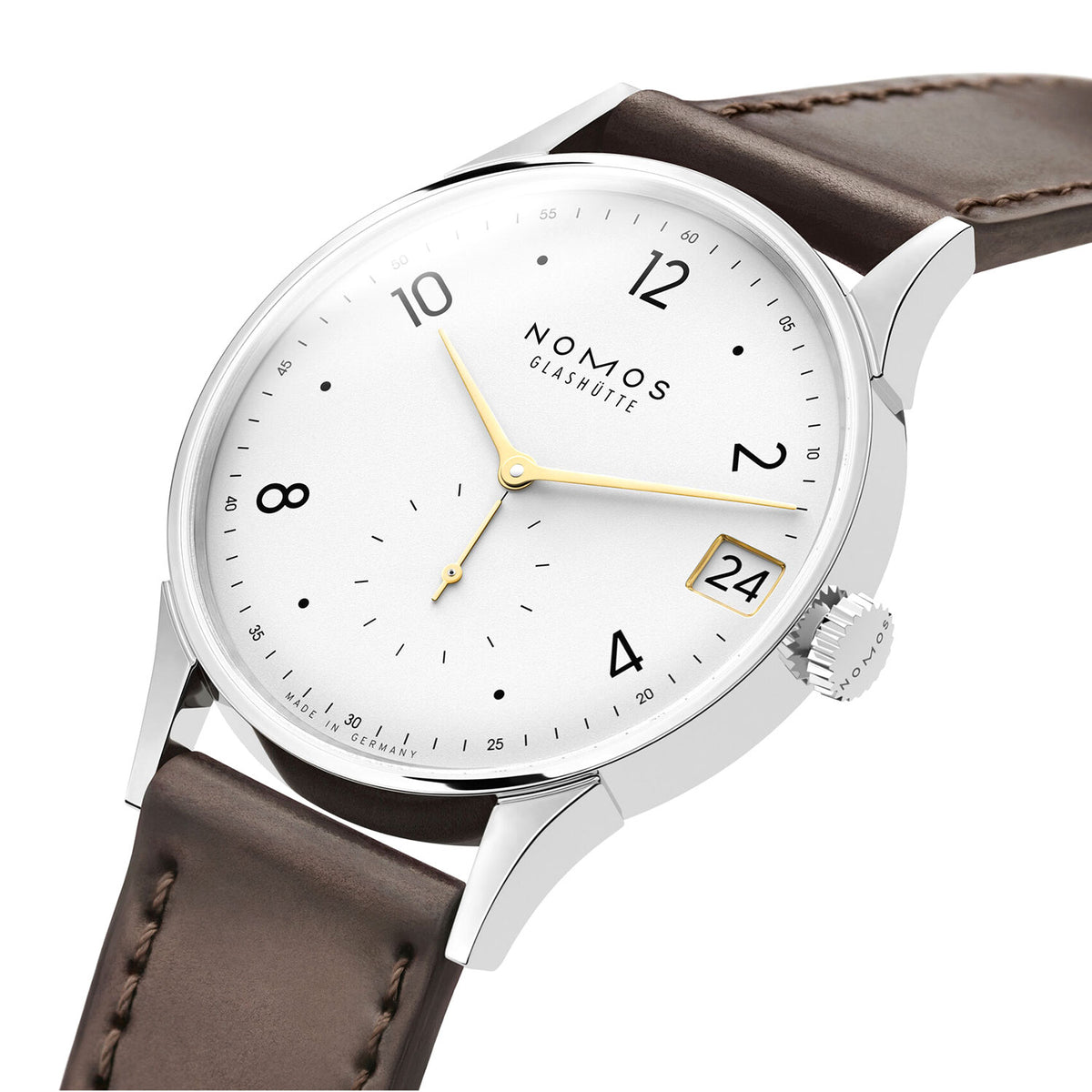 NOMOS Glashütte Nomos Minimatik 39mm Date Gold Automatic Strap Watch - Berry's Jewellers