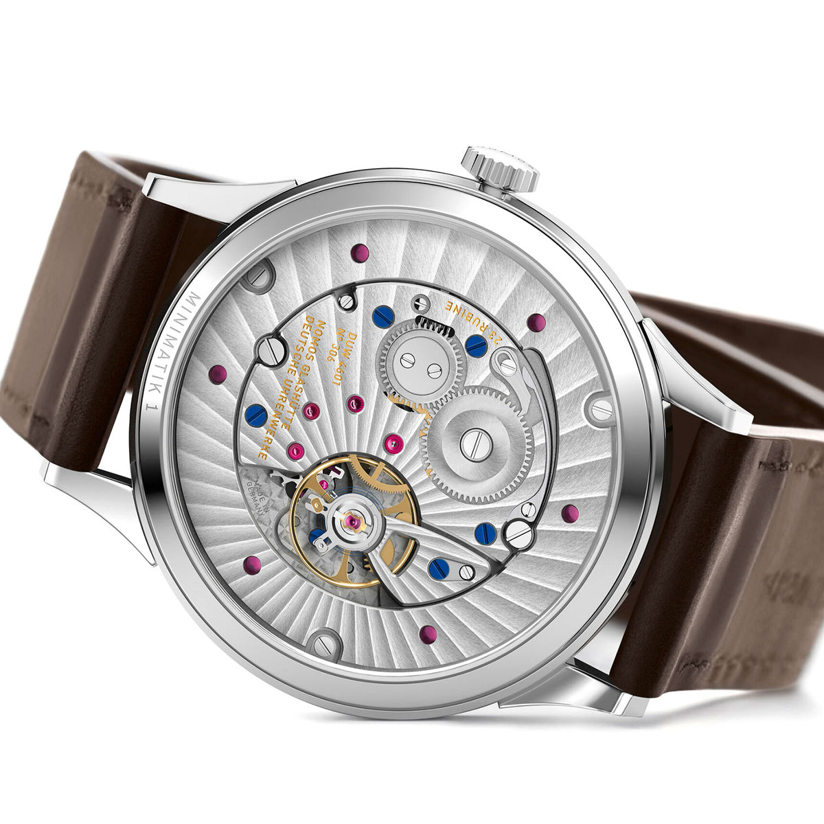 NOMOS Glashütte Nomos Minimatik 39mm Date Gold Automatic Strap Watch - Berry's Jewellers