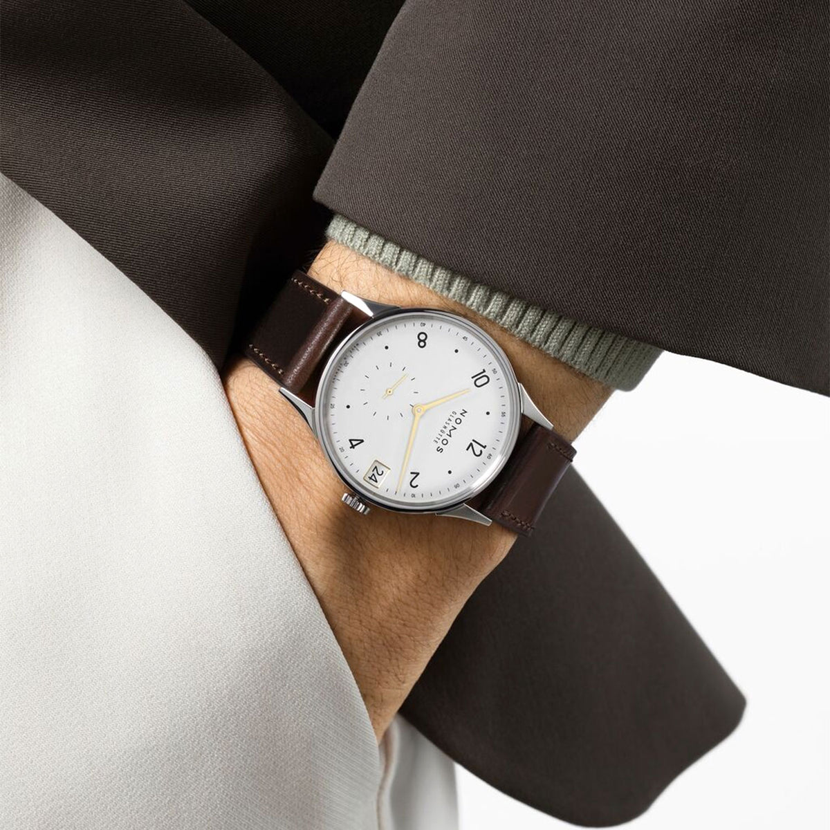 NOMOS Glashütte Nomos Minimatik 39mm Date Gold Automatic Strap Watch - Berry's Jewellers