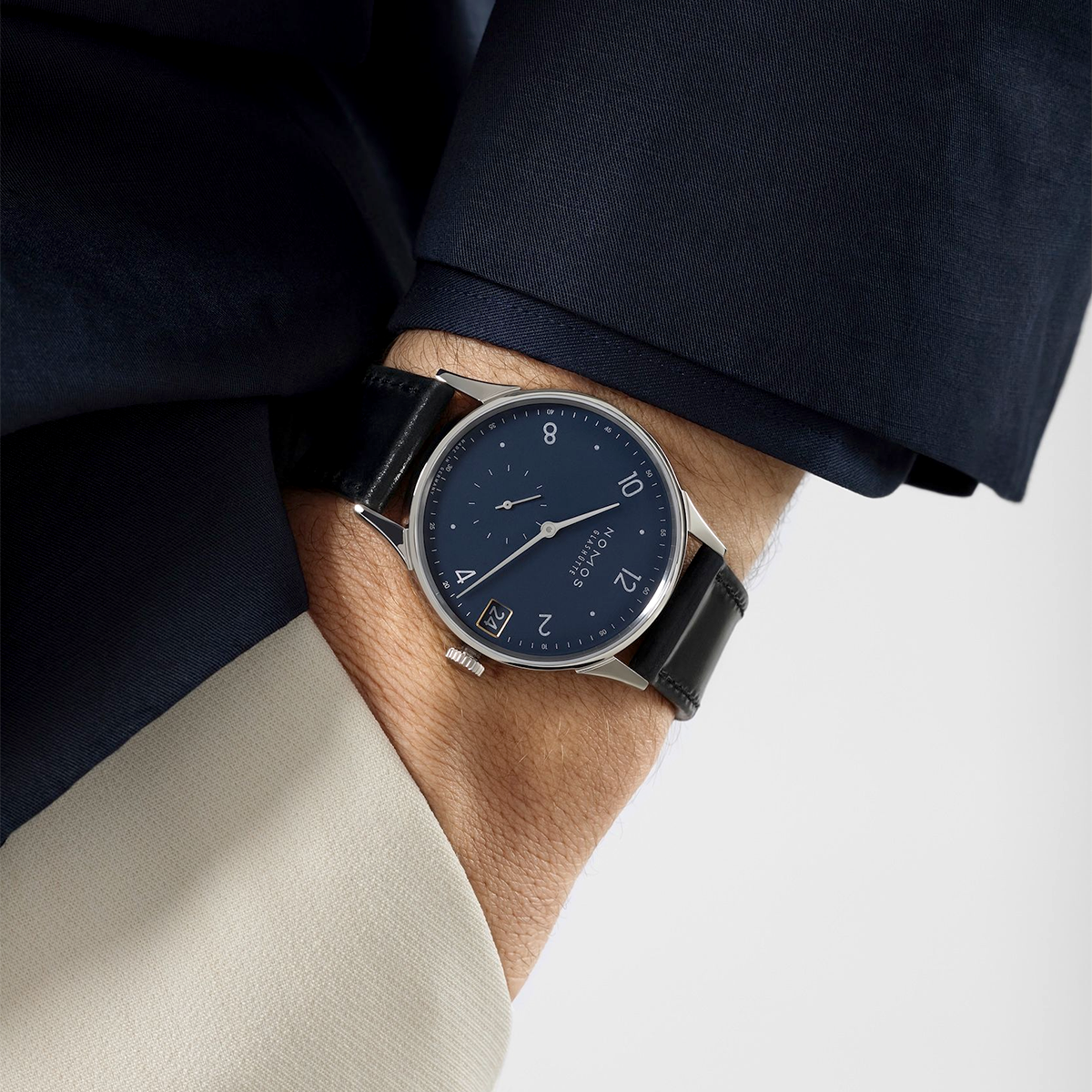 NOMOS Glashütte Minimatik 39mm Date Blue Manual-Wind Strap Watch - Berry's Jewellers