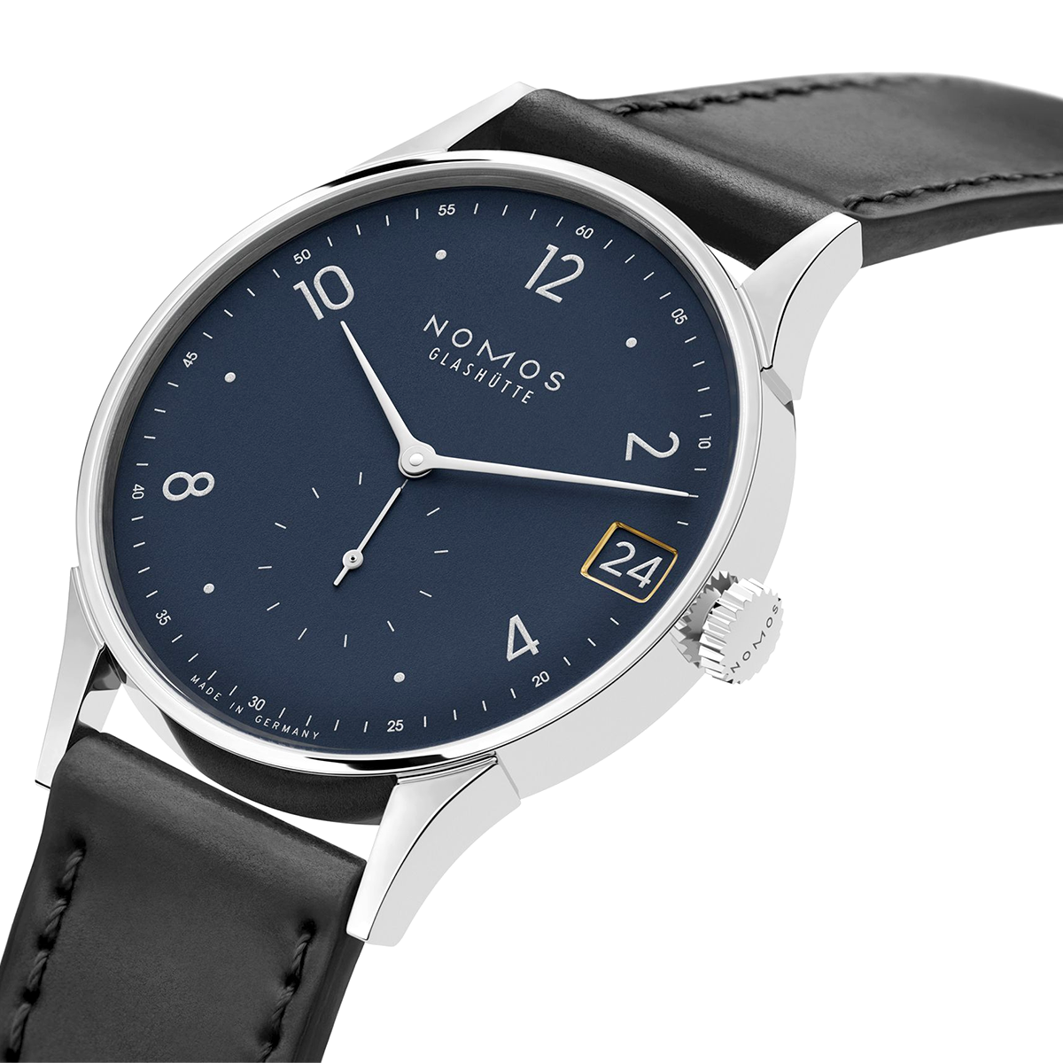 NOMOS Glashütte Minimatik 39mm Date Blue Manual-Wind Strap Watch - Berry's Jewellers