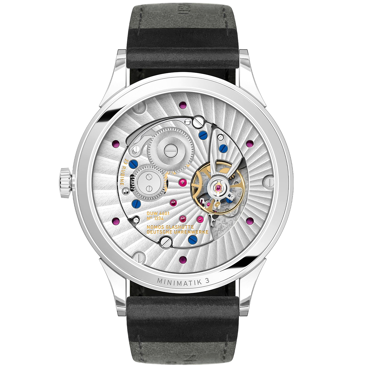 NOMOS Glashütte Minimatik 39mm Date Blue Manual-Wind Strap Watch - Berry's Jewellers