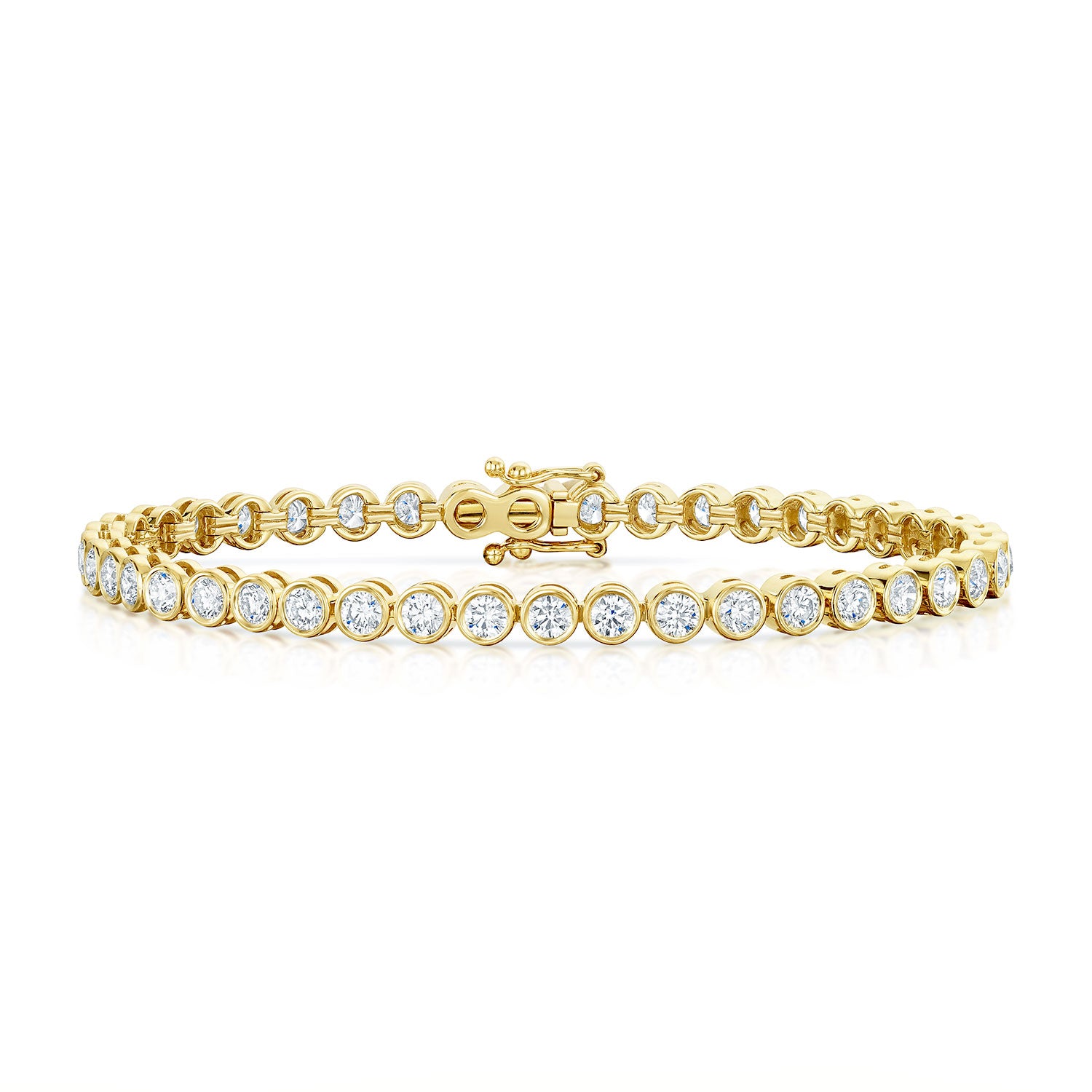 18ct Yellow Gold Round Brilliant Cut Diamond Tennis Bracelet
