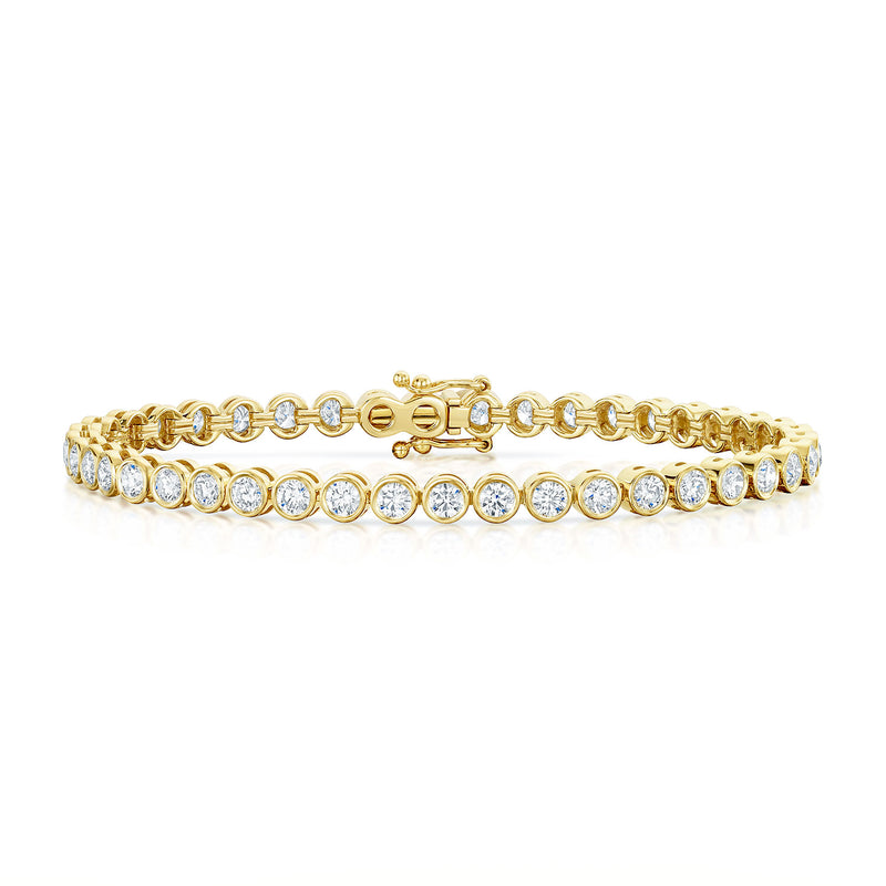 18ct Yellow Gold Round Brilliant Cut Diamond Tennis Bracelet