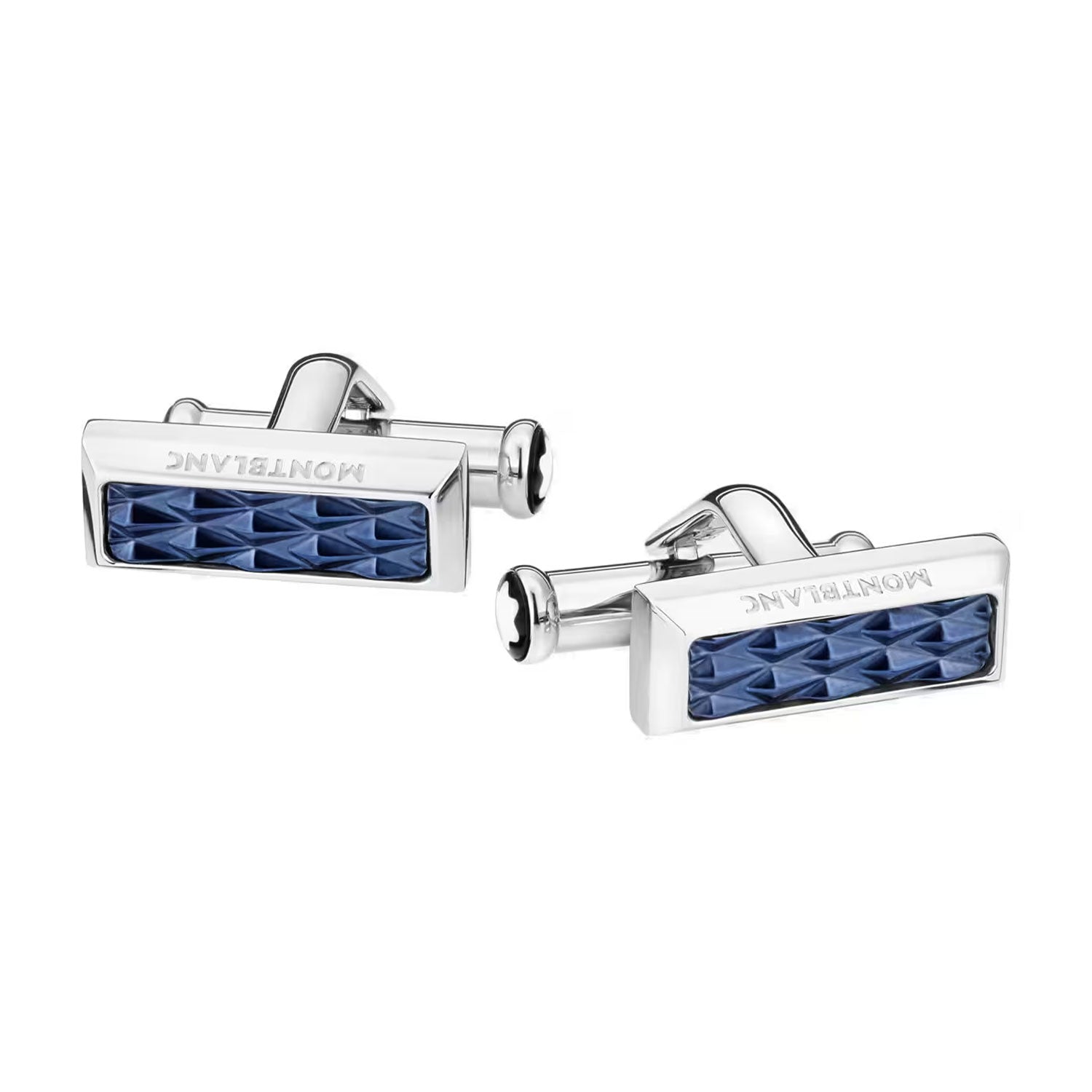 Meisterstuck Steel Rectangular Blue Inlay Cufflinks