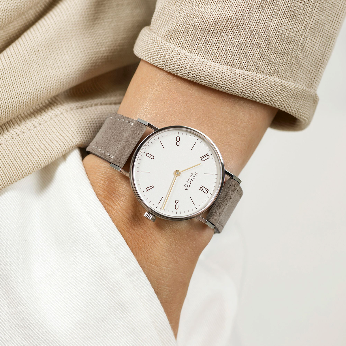 NOMOS Glashütte Tangente 33 Duo White Dial Manual-Wind Strap Watch - Berry's Jewellers