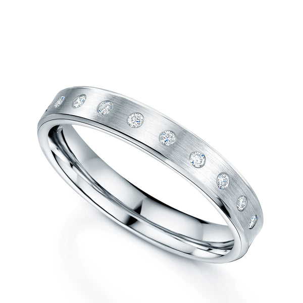 Berry's Platinum Round Brilliant Cut Diamond  Rub Over Set Wedding Ring - Berry's Jewellers