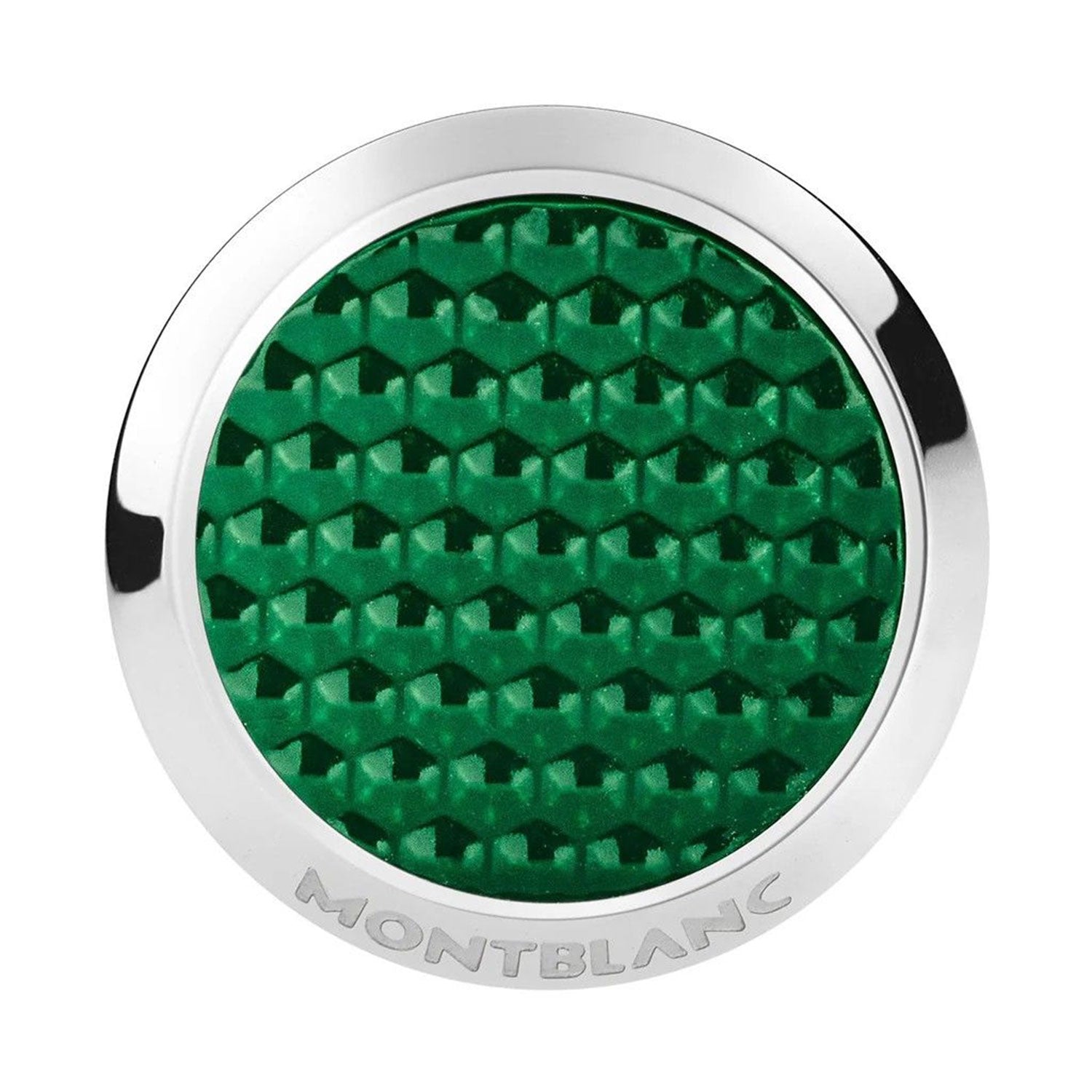 Montblanc Meisterstück Steel Cufflinks With Patterned Green Lacquer Inlay - Berry's Jewellers
