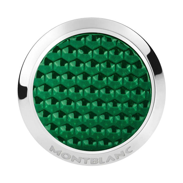 Montblanc Meisterstück Steel Cufflinks With Patterned Green Lacquer Inlay - Berry's Jewellers