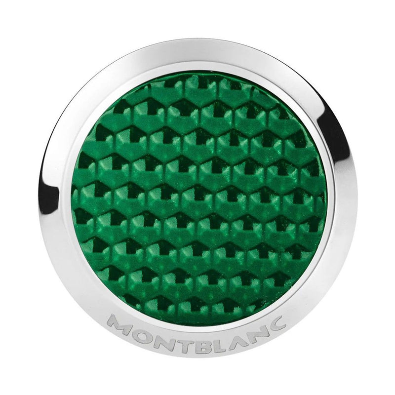 Montblanc Meisterstück Steel Cufflinks With Patterned Green Lacquer Inlay - Berry's Jewellers