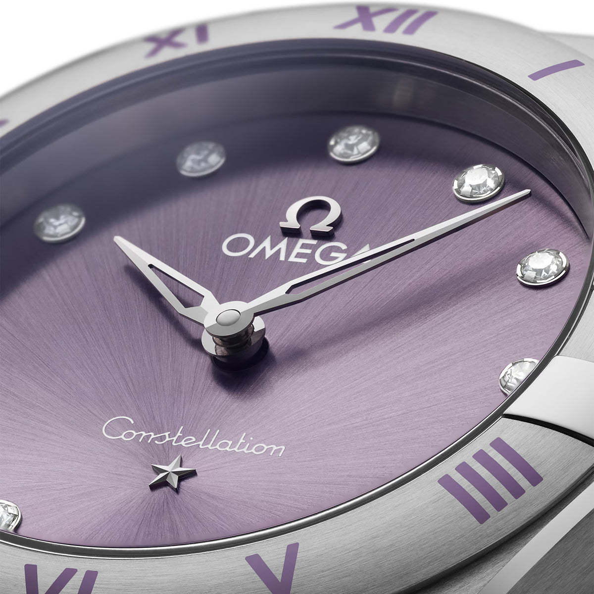 OMEGA Constellation 28mm Purple Diamond Dial Ladies Bracelet Watch - Berry's Jewellers