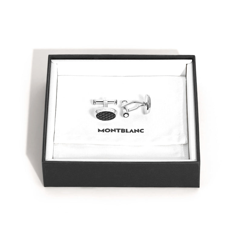 Meisterstück Oval Cufflinks with Geometric Lacquer Inlay