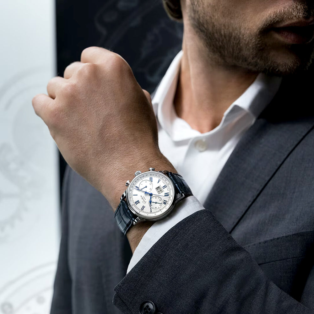 Senator Chronograph 41mm Steel Blue Strap Automatic Watch