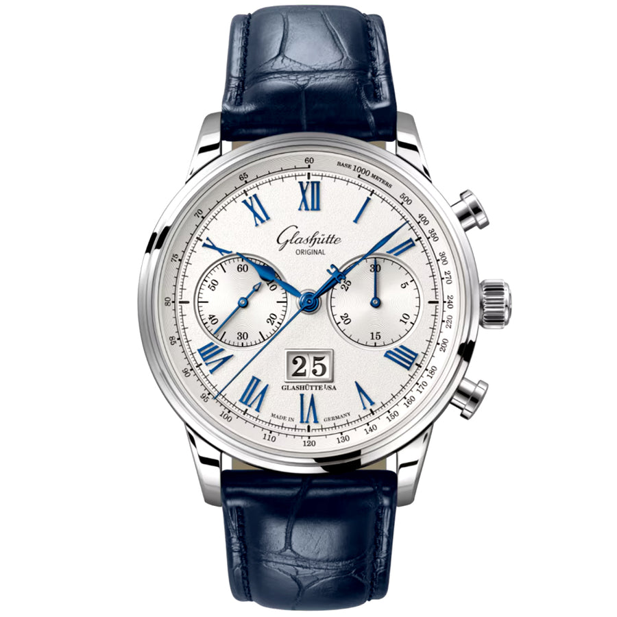 Senator Chronograph 41mm Steel Blue Strap Automatic Watch