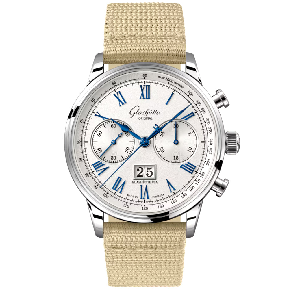 Senator Chronograph 41mm Steel Beige Strap Automatic Watch