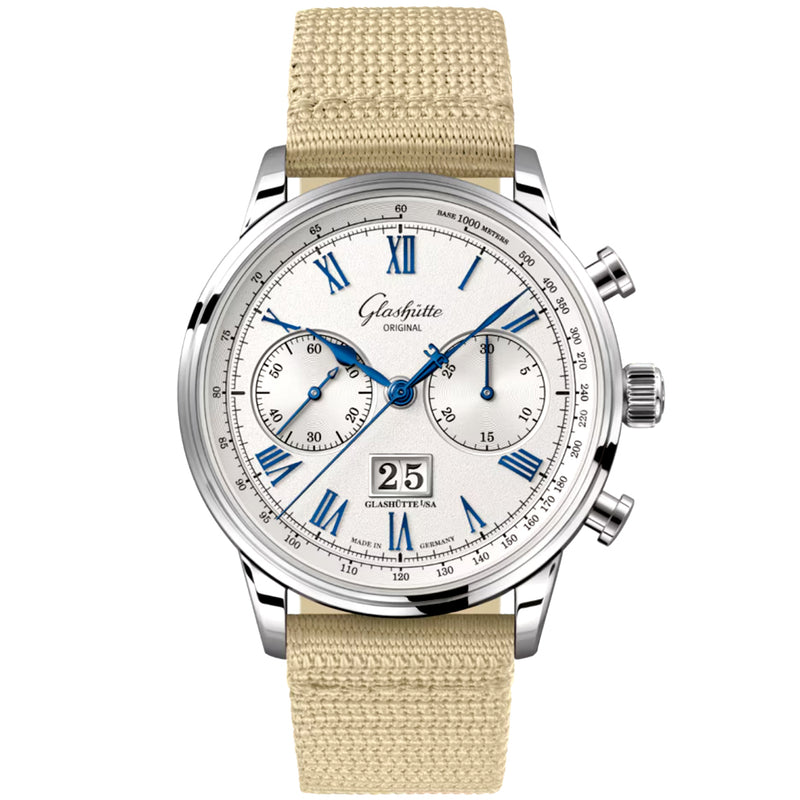 Senator Chronograph 41mm Steel Beige Strap Automatic Watch