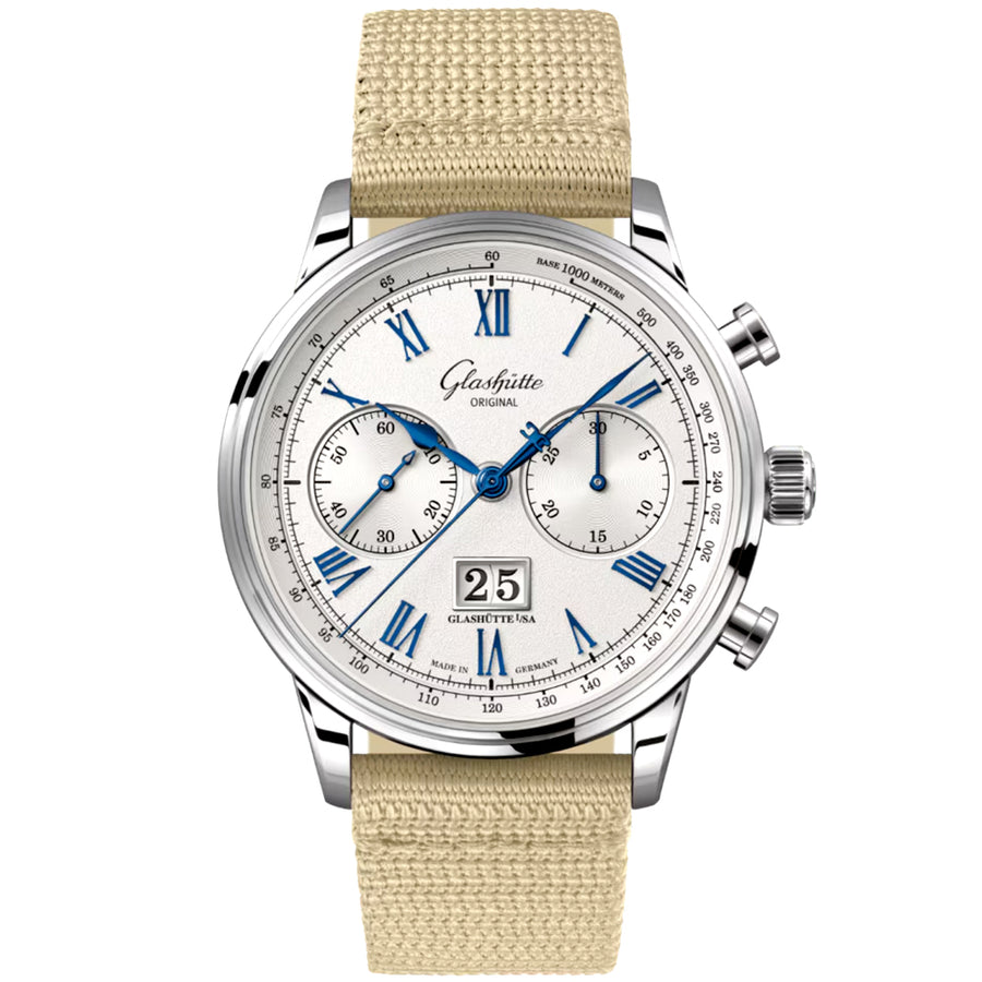 Senator Chronograph 41mm Steel Beige Strap Automatic Watch