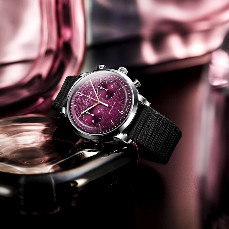 Vintage Sixties Chronograph Limited Edition Purple Dial Strap Watch