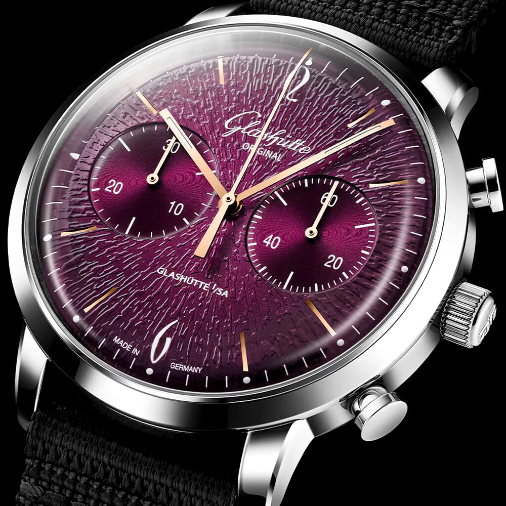 Vintage Sixties Chronograph Limited Edition Purple Dial Strap Watch