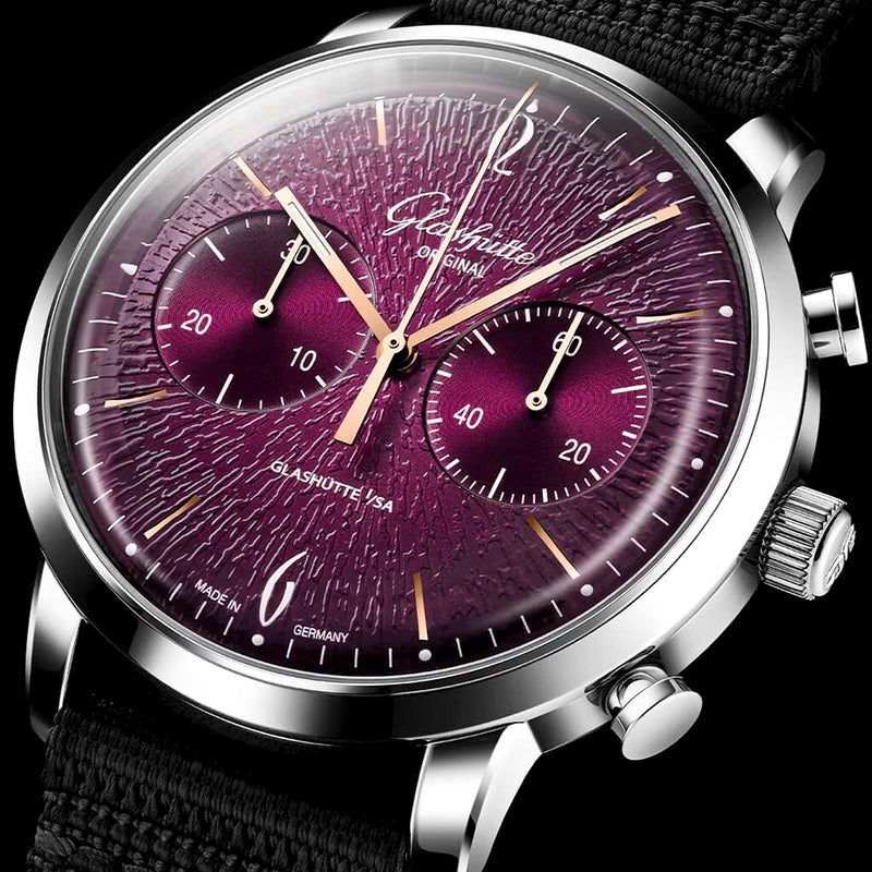 Vintage Sixties Chronograph Limited Edition Purple Dial Strap Watch