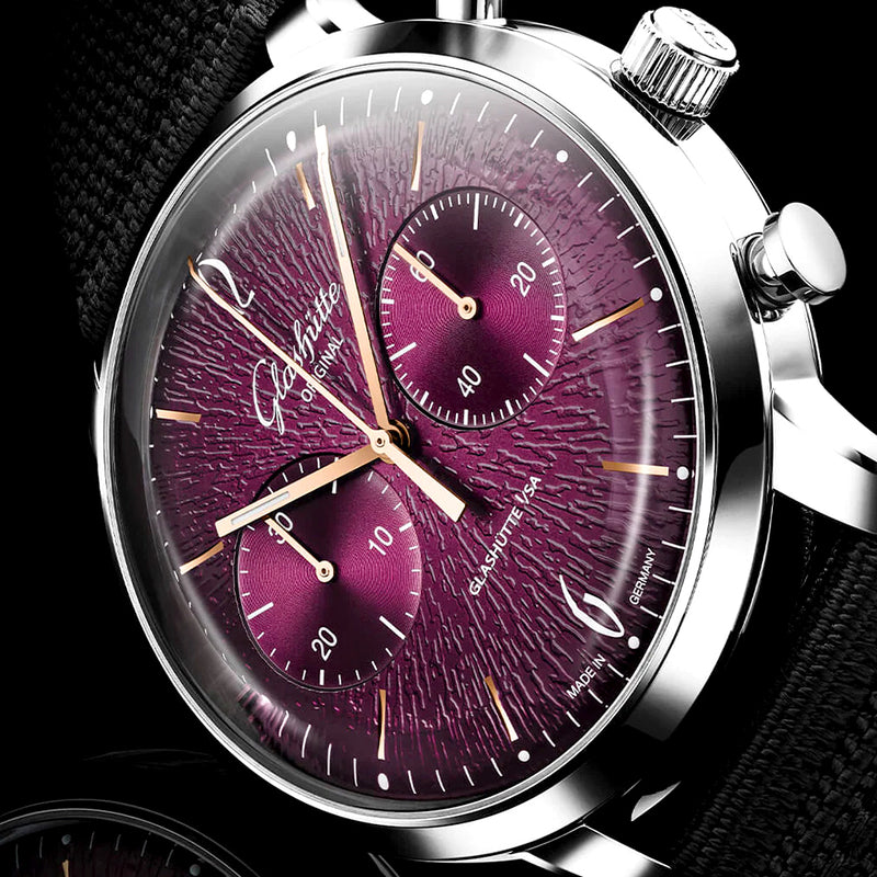 Vintage Sixties Chronograph Limited Edition Purple Dial Strap Watch