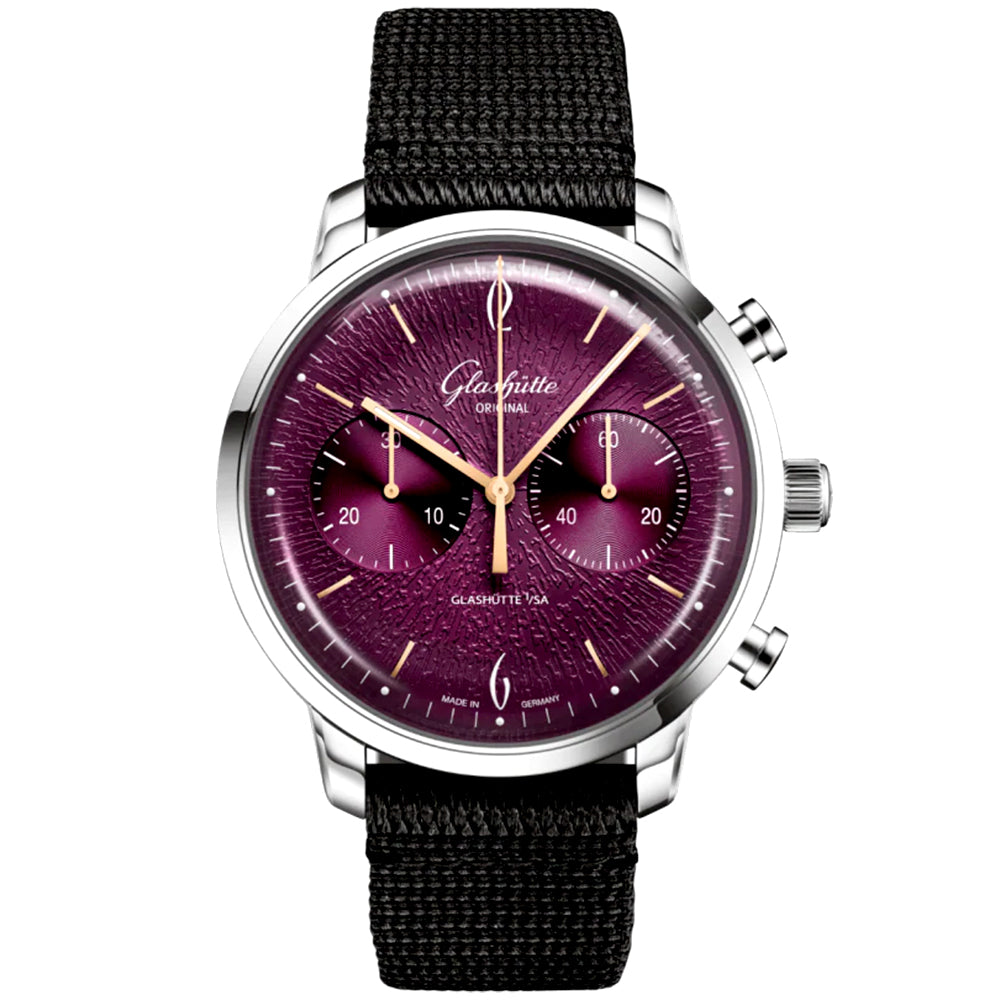 Vintage Sixties Chronograph Limited Edition Purple Dial Strap Watch