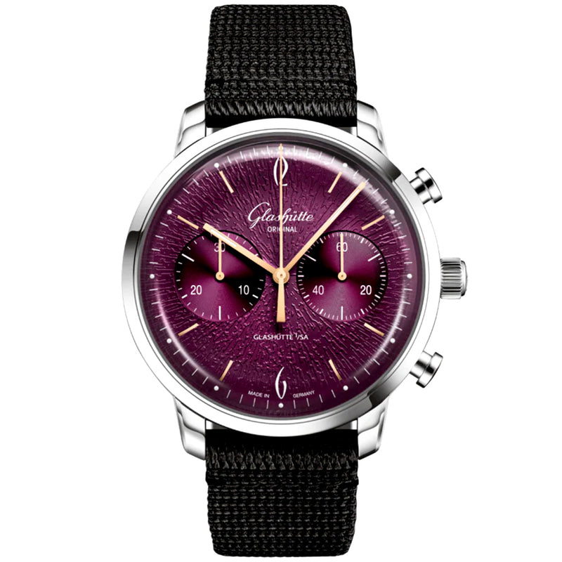 Vintage Sixties Chronograph Limited Edition Purple Dial Strap Watch