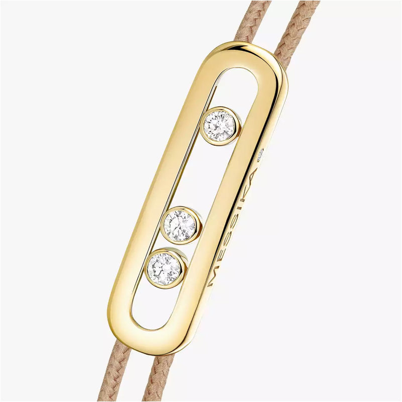 18ct Yellow Gold Diamond Set Messika Cares Beige Cord Bracelet