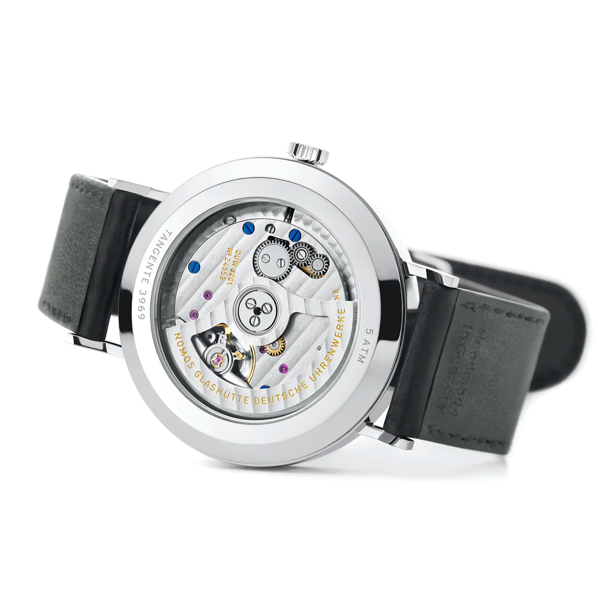 NOMOS Glashütte Tangente Neomatik 39mm Platinum Grey Dial Mens Strap Watch - Berry's Jewellers