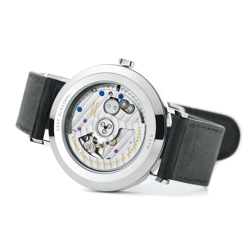 NOMOS Glashütte Tangente Neomatik 39mm Platinum Grey Dial Mens Strap Watch - Berry's Jewellers
