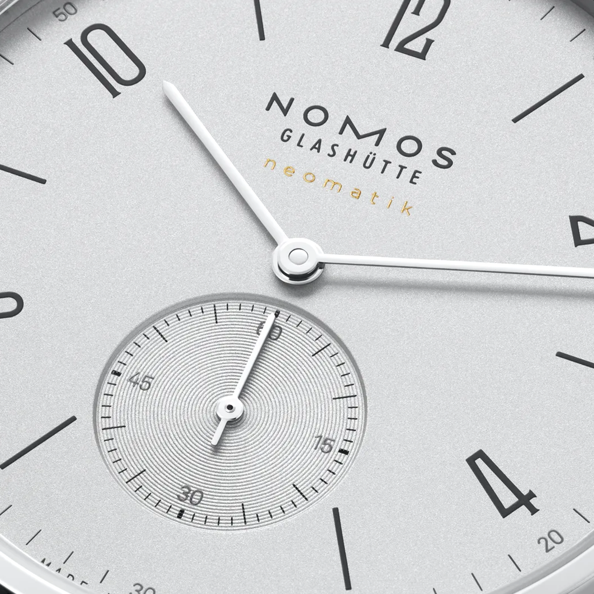 NOMOS Glashütte Tangente Neomatik 39mm Platinum Grey Dial Mens Strap Watch - Berry's Jewellers