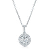Platinum Round Brilliant Cut Diamond Halo Pendant