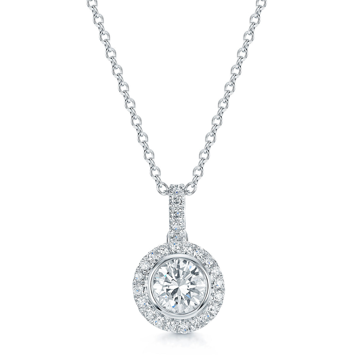 Berry's Platinum Round Brilliant Cut Diamond Halo Pendant - Berry's Jewellers