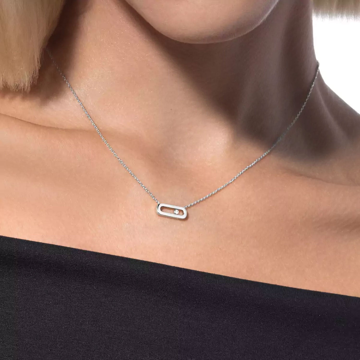 Move Uno 18ct White Gold Diamond Necklace
