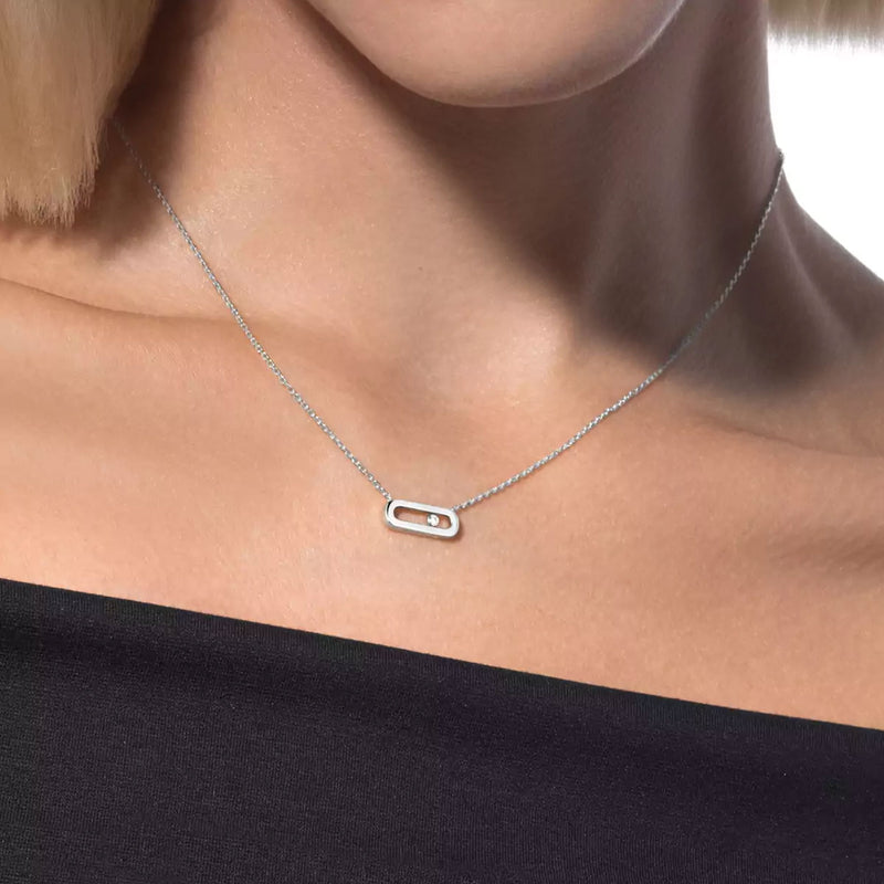 Move Uno 18ct White Gold Diamond Necklace