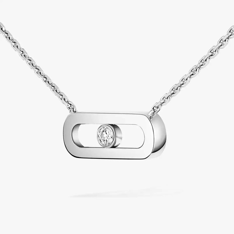 Move Uno 18ct White Gold Diamond Necklace