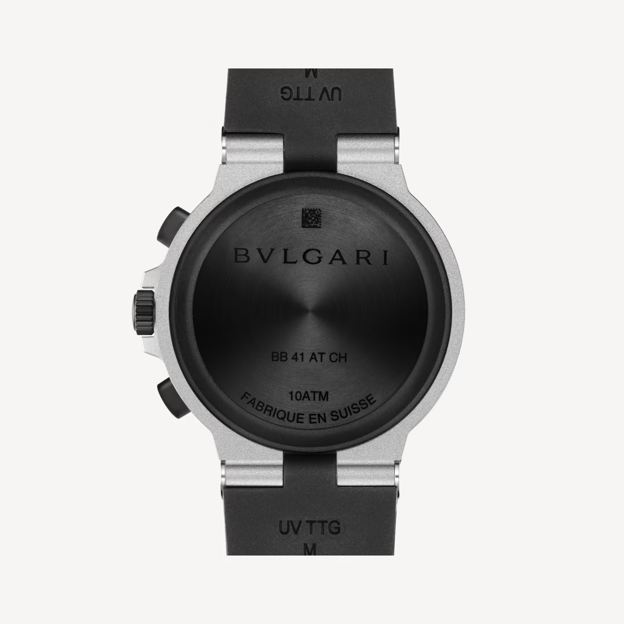 Bvlgari Aluminium Chronograph Black Dial Rubber Strap Watch